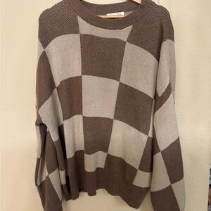 From Korea! Emory Park Brown and Cream Crew Neck Sweater